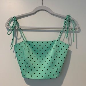 Zara Mint polka dot crop top